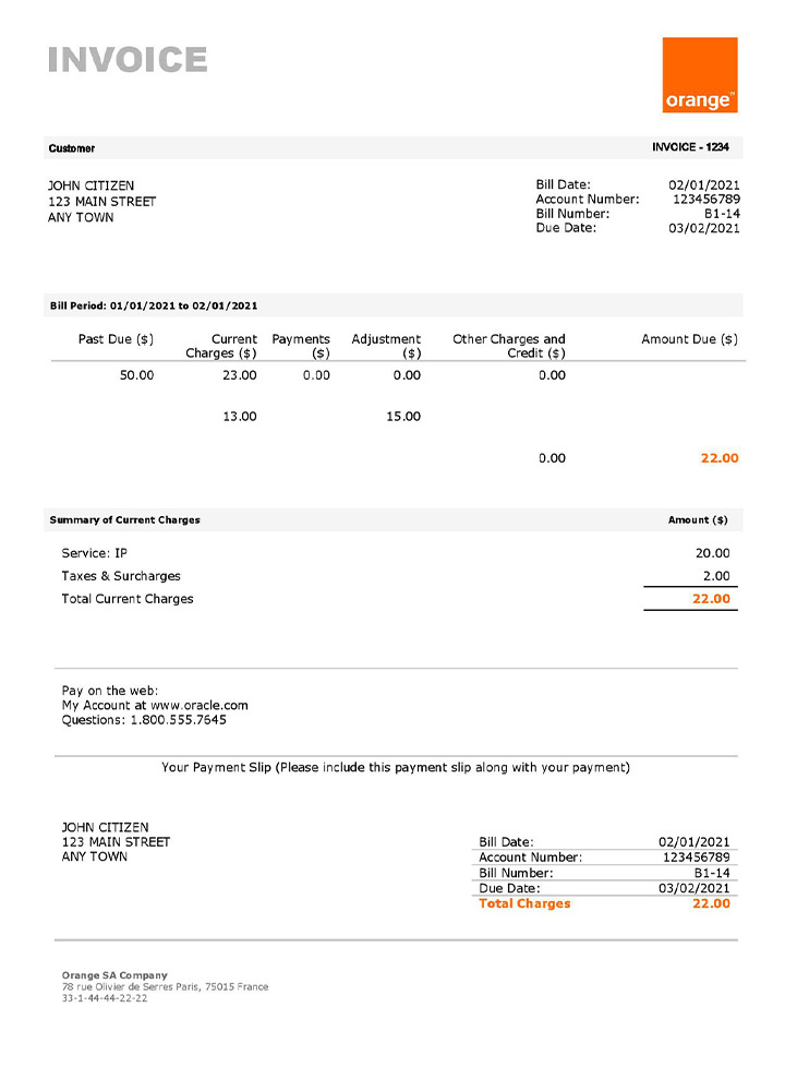 USA Orange invoice PSD template